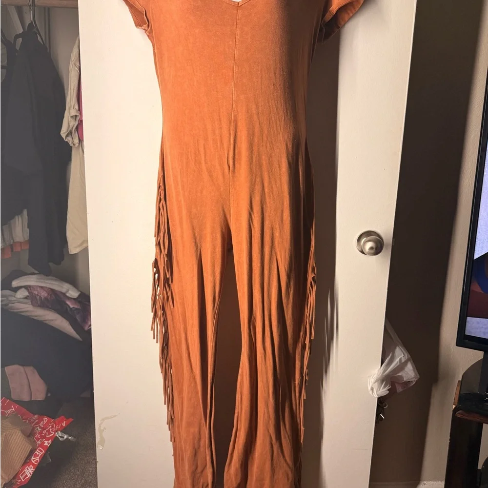 Rust Fringe Jumpsuit - Picture 2 of 5